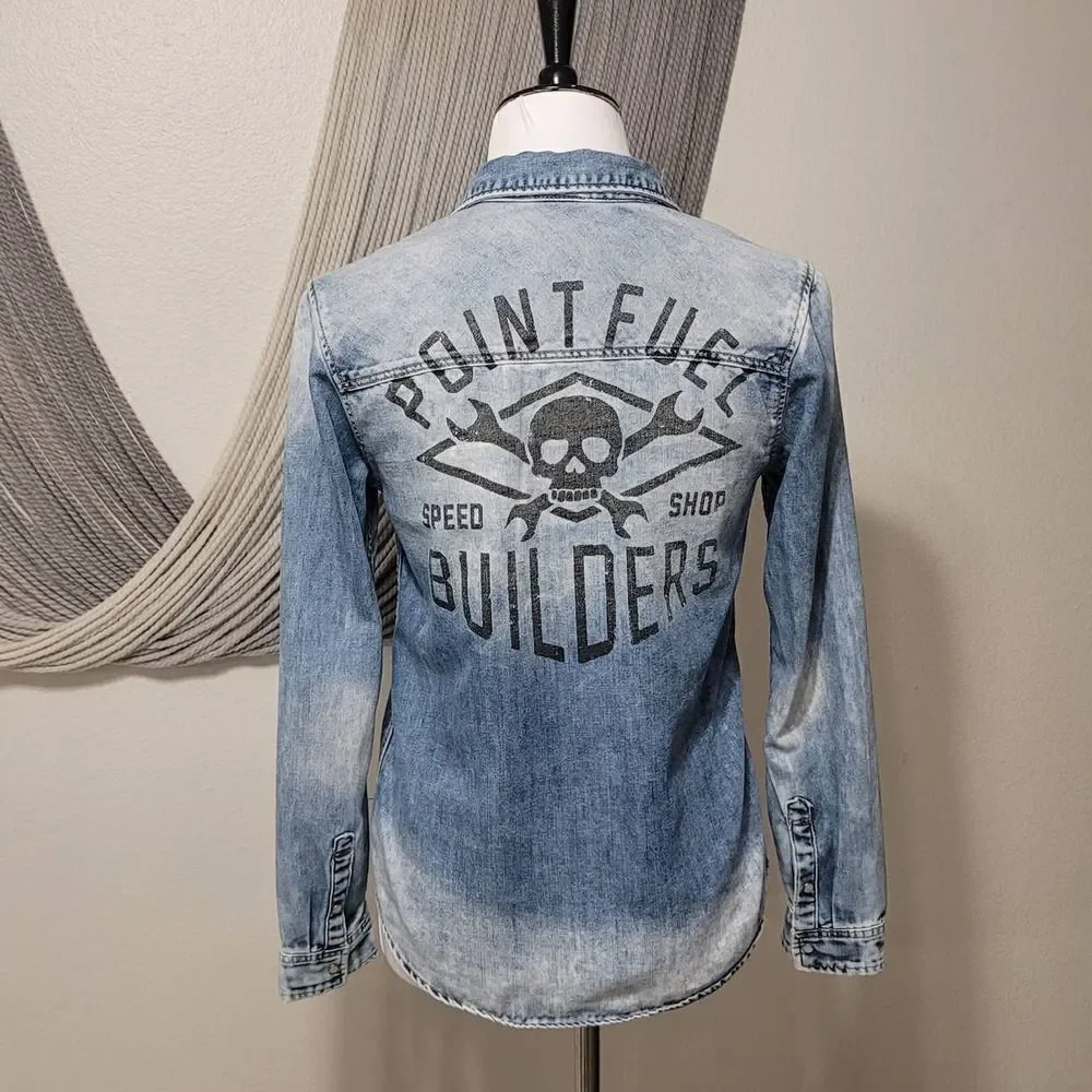 H&M Denim Chambray Button Up Shirt Sz 12-13